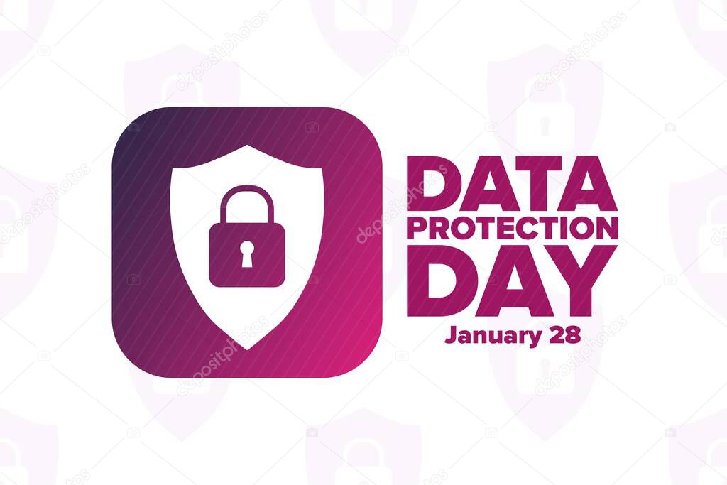 Data Protection Day. January 28. Holiday concept. Template for background, banner, card, poster with text inscription. Vector EPS10 illustration.