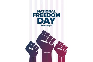 Ulusal Özgürlük Günü. 1 Şubat. Tatil konsepti. Arkaplan, afiş, kart, yazılı poster şablonu. Vektör EPS10 illüstrasyonu.