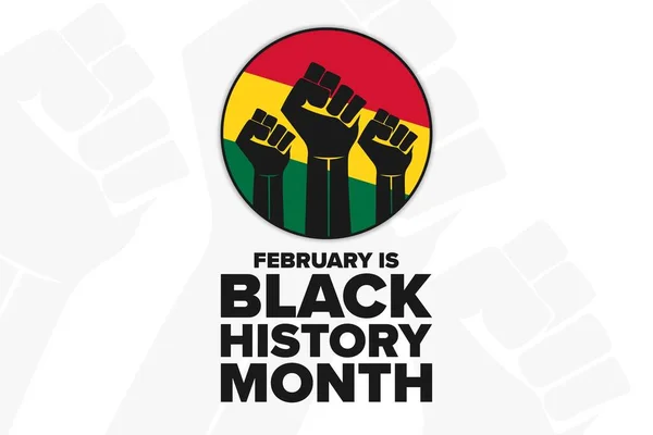 Φεβρουάριος είναι ο Εθνικός Μήνας Μαύρης Ιστορίας. Σχέδιο διακοπών. Πρότυπο για φόντο, banner, κάρτα, αφίσα με επιγραφή κειμένου. Εικονογράφηση διανύσματος EPS10. — Διανυσματικό Αρχείο