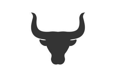 Boğanın başı. Basit bir ikon. Grafik tasarımı için düz stil ögesi. Vektör EPS10 illüstrasyonu.