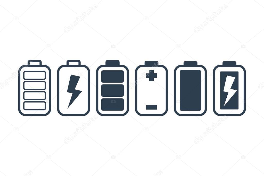 Battery. Simple icon set. Flat style element for graphic design. Vector EPS10 illustration.