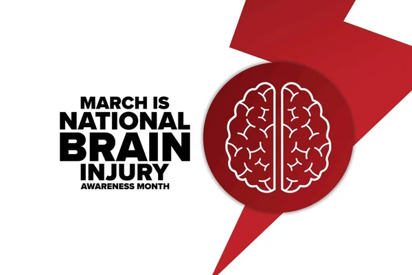 Ο Μάρτιος είναι ο μήνας ενημέρωσης για τους εγκεφαλικούς τραυματισμούς. Σχέδιο διακοπών. Πρότυπο για φόντο, banner, κάρτα, αφίσα με επιγραφή κειμένου. Εικονογράφηση διανύσματος EPS10. — Διανυσματικό Αρχείο