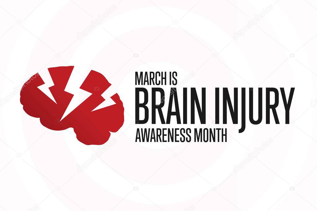 March is National Brain Injury Awareness Month. Holiday concept. Template for background, banner, card, poster with text inscription. Vector EPS10 illustration