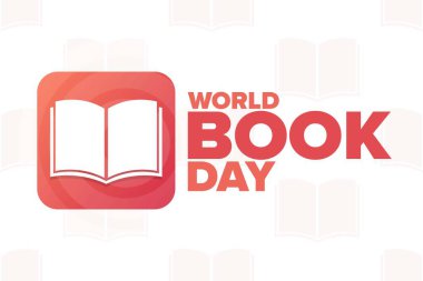 Dünya Kitap Günü. Tatil konsepti. Arkaplan, afiş, kart, yazılı poster şablonu. Vektör EPS10 illüstrasyonu.