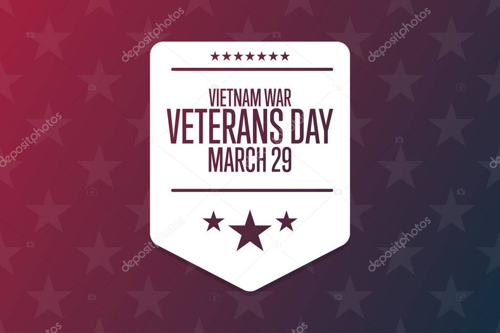 National Vietnam War Veterans Day. March 29. Holiday concept. Template for background, banner, card, poster with text inscription. Vector EPS10 illustration.
