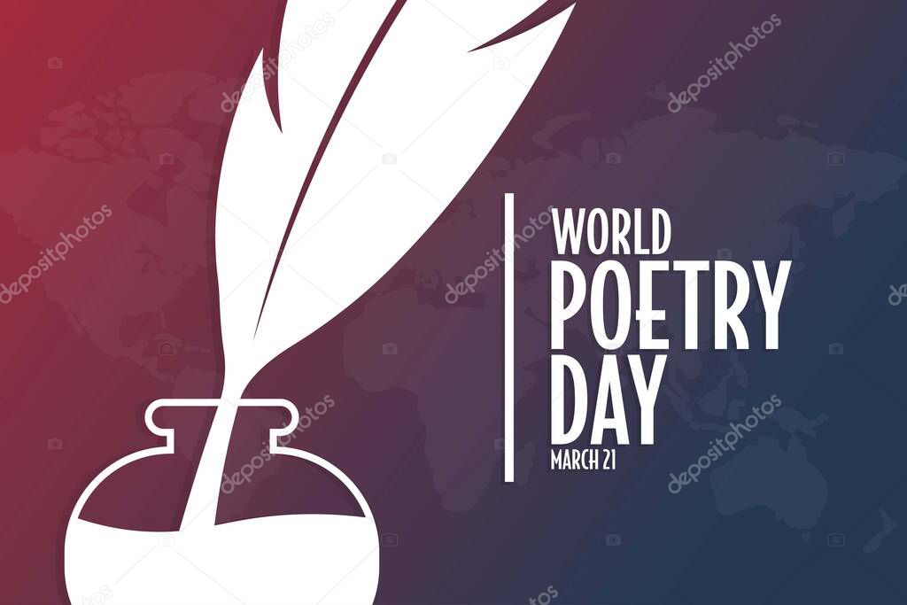World Poetry Day. March 21. Holiday concept. Template for background, banner, card, poster with text inscription. Vector EPS10 illustration.