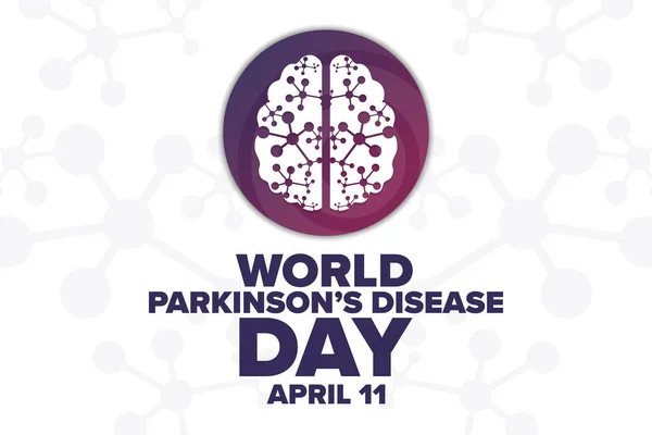 Día Mundial de la Enfermedad de Parkinson 11 de abril. Concepto de vacaciones. Plantilla para fondo, banner, tarjeta, póster con inscripción de texto. Ilustración del vector EPS10. — Vector de stock