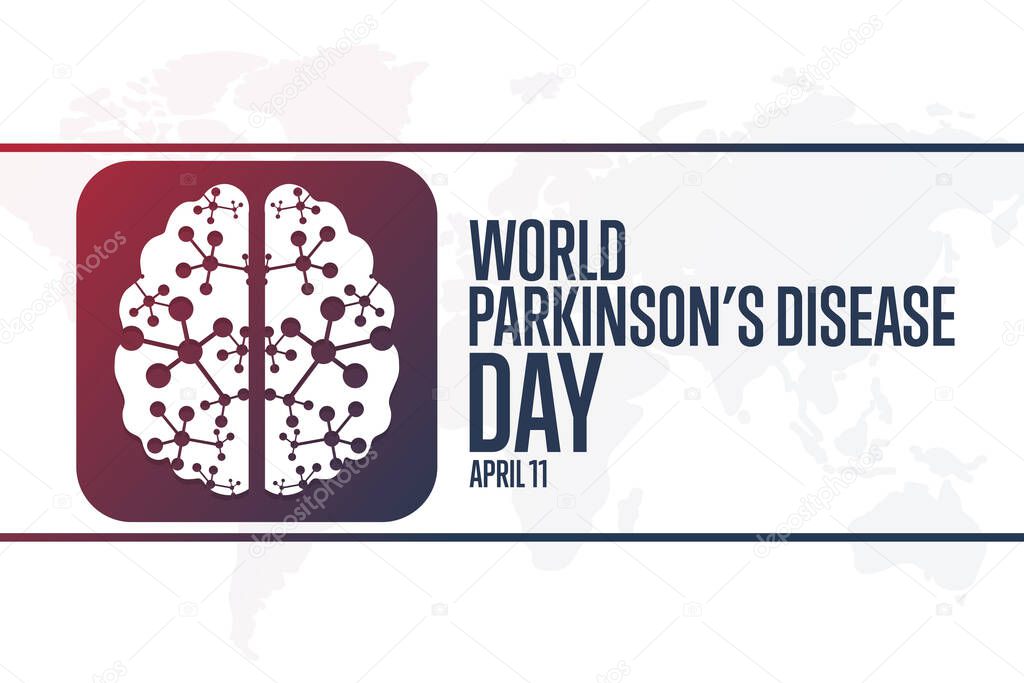 World Parkinson Disease Day. April 11. Holiday concept. Template for background, banner, card, poster with text inscription. Vector EPS10 illustration.