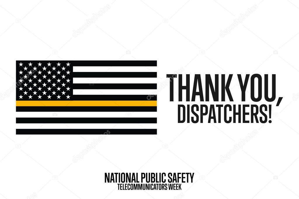 National Public Safety Telecommunicators Week. Second Week in April. Holiday concept. Template for background, banner, card, poster with text inscription. Vector EPS10 illustration.