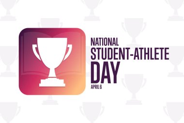 Ulusal Öğrenci Atletizm Günü. 6 Nisan. Tatil konsepti. Arkaplan, afiş, kart, yazılı poster şablonu. Vektör EPS10 illüstrasyonu.