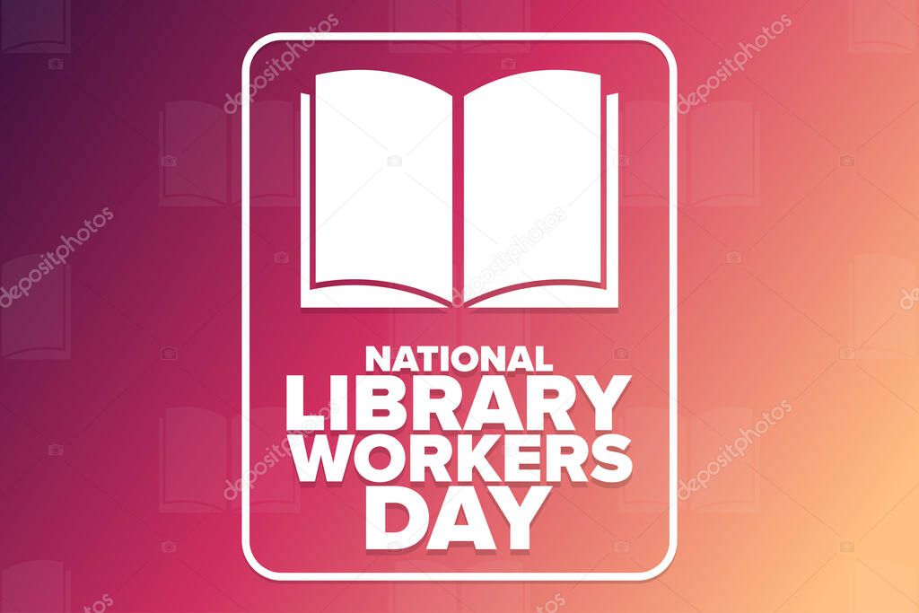 National Library Workers Day. Holiday concept. Template for background, banner, card, poster with text inscription. Vector EPS10 illustration.