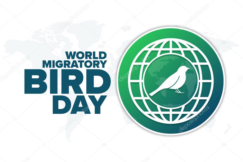 World Migratory Bird Day. Holiday concept. Template for background, banner, card, poster with text inscription. Vector EPS10 illustration.