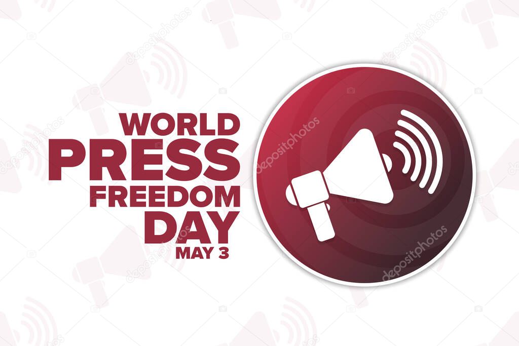 World Press Freedom Day. May 3. Holiday concept. Template for background, banner, card, poster with text inscription. Vector EPS10 illustration