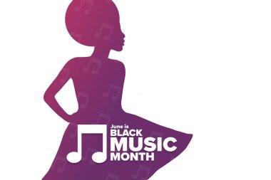 Haziran, Kara Müzik Ayı. Tatil konsepti. Arkaplan, afiş, kart, yazılı poster şablonu. Vektör EPS10 illüstrasyonu.