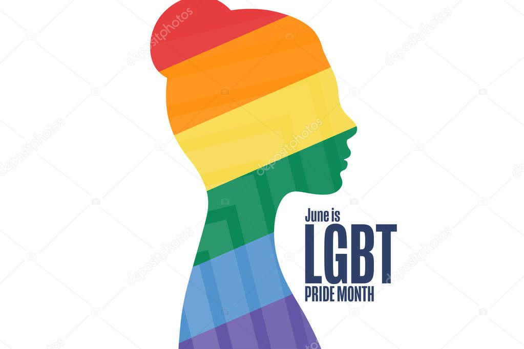 June is LGBT Pride Month. Holiday concept. Template for background, banner, card, poster with text inscription. Vector EPS10 illustration