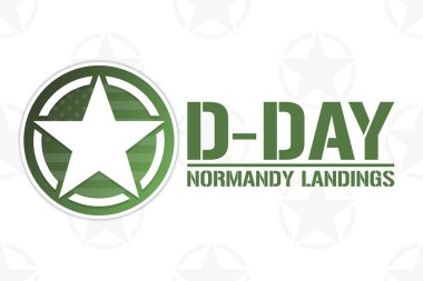 Çıkartma günü. Normandiya çıkartmaları. Tatil konsepti. Arkaplan, afiş, kart, yazılı poster şablonu. Vektör EPS10 illüstrasyonu.