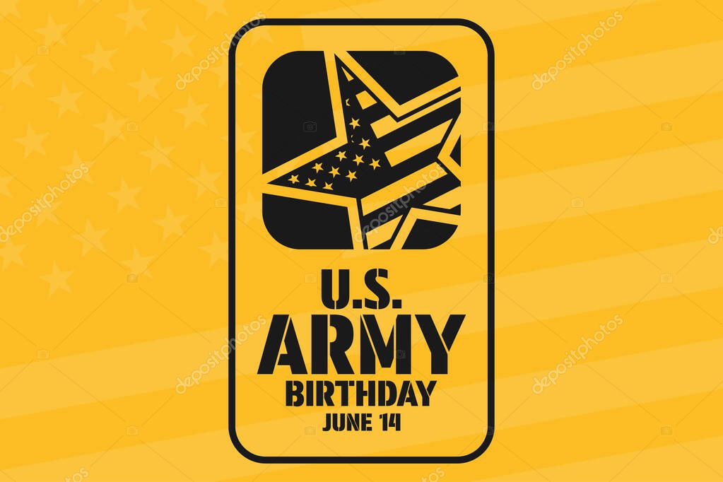 U.S. Army Birthday. June 14. Holiday concept. Template for background, banner, card, poster with text inscription. Vector EPS10 illustration