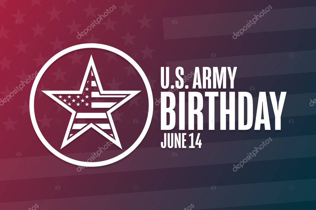 U.S. Army Birthday. June 14. Holiday concept. Template for background, banner, card, poster with text inscription. Vector EPS10 illustration