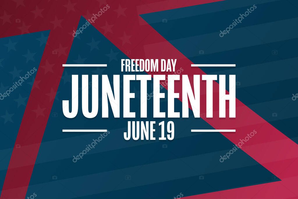 Juneteenth. Freedom Day. June 19. Holiday concept. Template for background, banner, card, poster with text inscription. Vector EPS10 illustration
