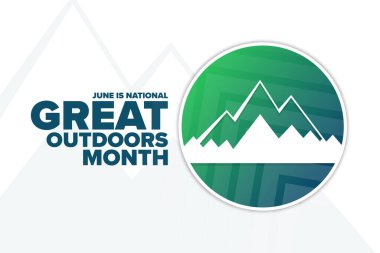 Haziran, Ulusal Açık Hava Ayı. Tatil konsepti. Arkaplan, afiş, kart, yazılı poster şablonu. Vektör EPS10 illüstrasyonu.