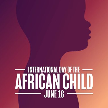 International Day of the African Child. June 16. Holiday concept. Template for background, banner, card, poster with text inscription. Vector EPS10 illustration.