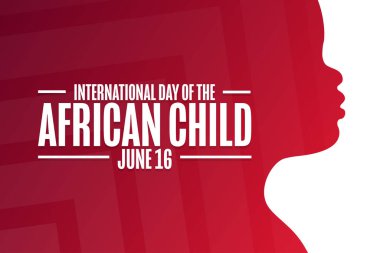 International Day of the African Child. June 16. Holiday concept. Template for background, banner, card, poster with text inscription. Vector EPS10 illustration.