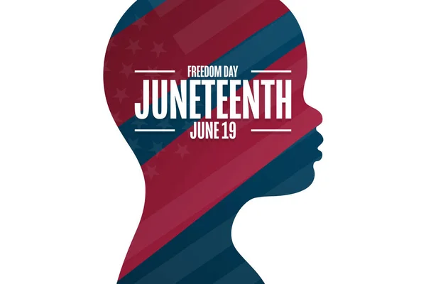 Juneteenth. Frihetsdagen. 19 juni. Semesterkoncept. Mall för bakgrund, banner, kort, affisch med text inskription. Vektor EPS10 illustration. — Stock vektor