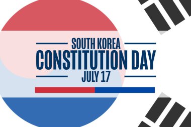 Güney Kore Anayasa Günü 'n kutlu olsun. 17 Temmuz. Tatil konsepti. Arkaplan, afiş, kart, yazılı poster şablonu. Vektör EPS10 illüstrasyonu.