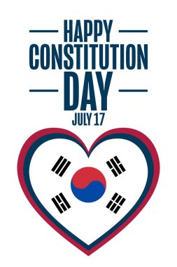 Güney Kore Anayasa Günü 'n kutlu olsun. 17 Temmuz. Tatil konsepti. Arkaplan, afiş, kart, yazılı poster şablonu. Vektör EPS10 illüstrasyonu.