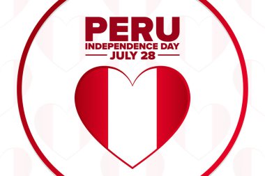 Peru 'da Bağımsızlık Günü. 28 Temmuz. Tatil konsepti. Arkaplan, afiş, kart, yazılı poster şablonu. Vektör EPS10 illüstrasyonu. .