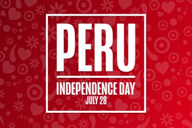 Peru 'da Bağımsızlık Günü. 28 Temmuz. Tatil konsepti. Arkaplan, afiş, kart, yazılı poster şablonu. Vektör EPS10 illüstrasyonu.