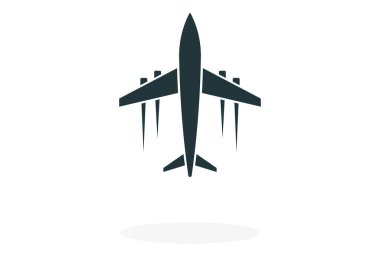 Uçak. Basit bir ikon. Grafik tasarımı için düz stil ögesi. Vektör EPS10 illüstrasyonu.