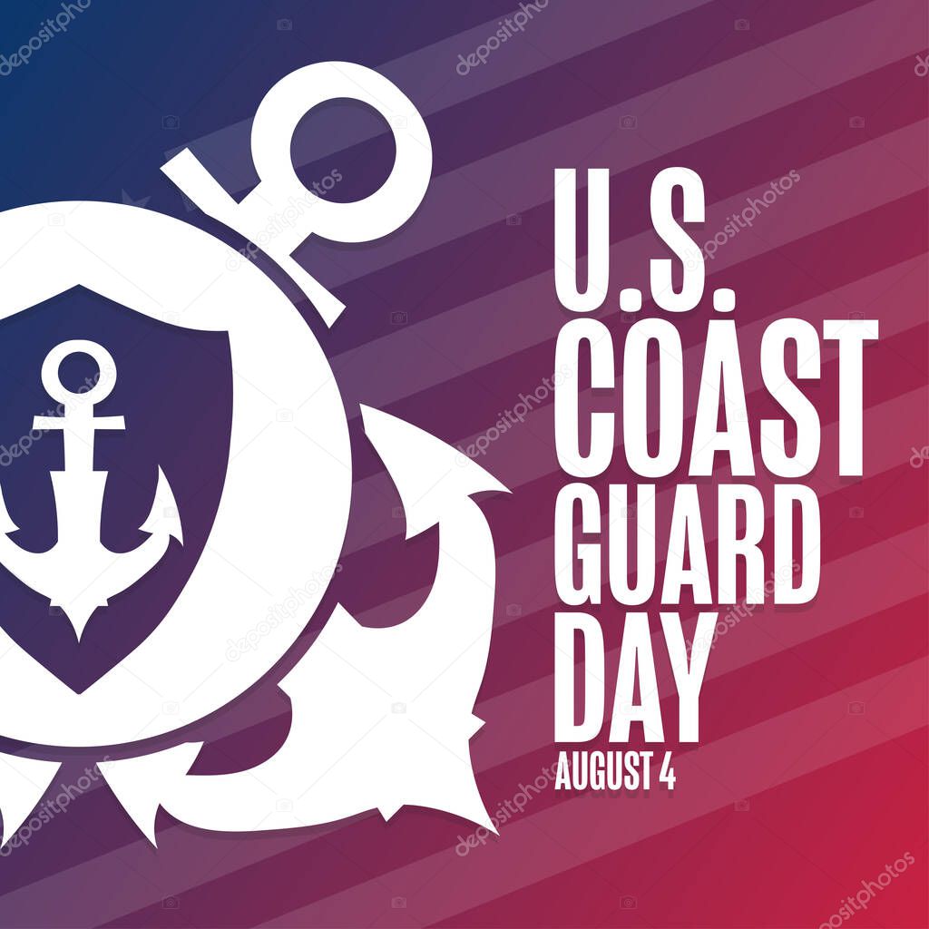 United States Coast Guard Day. August 4. Holiday concept. Template for background, banner, card, poster with text inscription. Vector EPS10 illustration