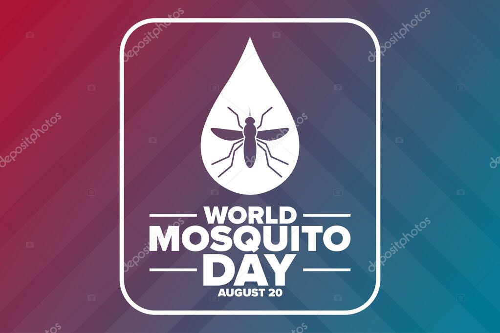 World Mosquito Day. August 20. Holiday concept. Template for background, banner, card, poster with text inscription. Vector EPS10 illustration