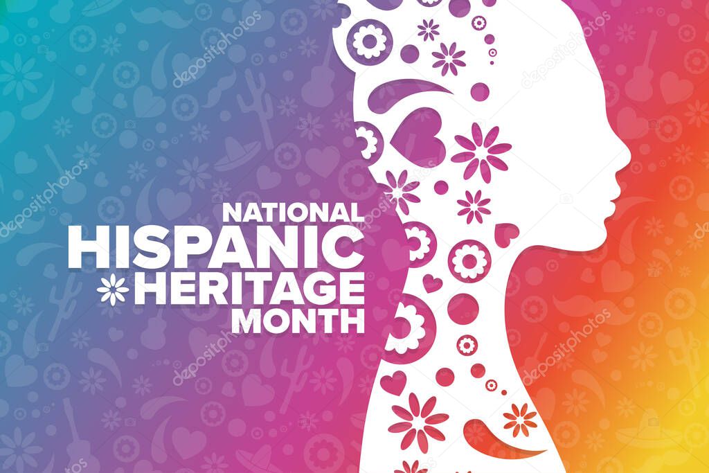 National Hispanic Heritage Month. Holiday concept. Template for background, banner, card, poster with text inscription. Vector EPS10 illustration