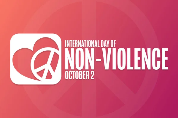 국제 비폭력의 날. 10 월 2 일. 휴일 컨셉이야. 배경, 깃발, 카드, 포스터에 글귀가 새겨져 있습니다. Vector EPS10 illustration. — 스톡 벡터