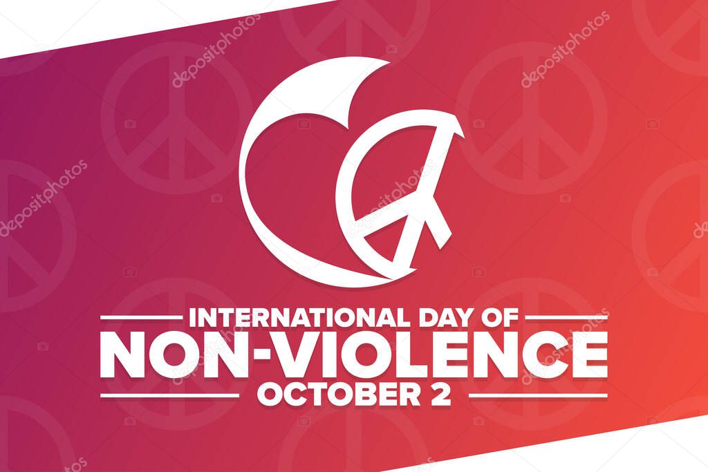 International Day of Non-Violence. October 2. Holiday concept. Template for background, banner, card, poster with text inscription. Vector EPS10 illustration.