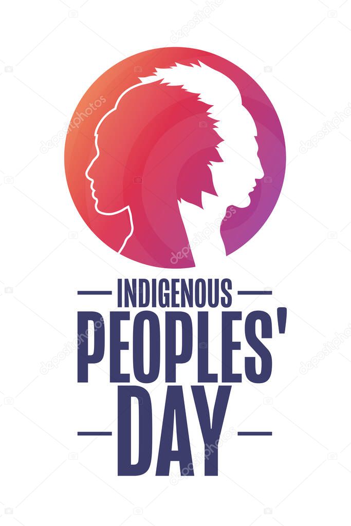 Indigenous Peoples Day. Holiday concept. Template for background, banner, card, poster with text inscription. Vector EPS10 illustration