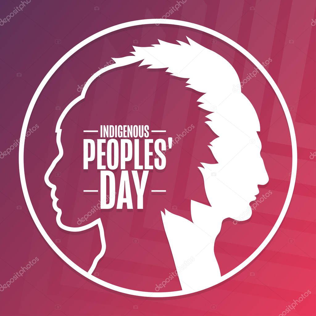 Indigenous Peoples Day. Holiday concept. Template for background, banner, card, poster with text inscription. Vector EPS10 illustration.