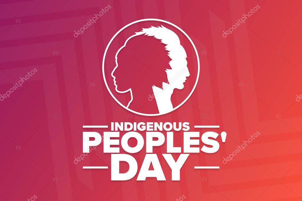 Indigenous Peoples Day. Holiday concept. Template for background, banner, card, poster with text inscription. Vector EPS10 illustration