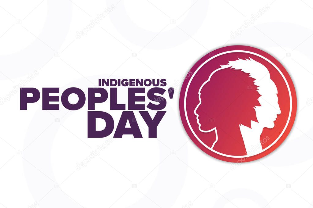 Indigenous Peoples Day. Holiday concept. Template for background, banner, card, poster with text inscription. Vector EPS10 illustration.