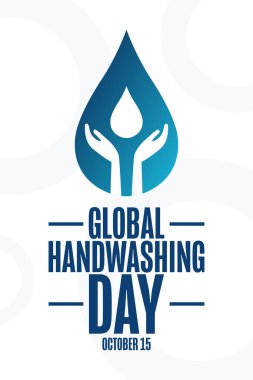 Küresel Bulaşık Günü. 15 Ekim. Tatil konsepti. Arkaplan, afiş, kart, yazılı poster şablonu. Vektör EPS10 illüstrasyonu.