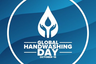 Küresel Bulaşık Günü. 15 Ekim. Tatil konsepti. Arkaplan, afiş, kart, yazılı poster şablonu. Vektör EPS10 illüstrasyonu.