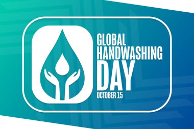 Küresel Bulaşık Günü. 15 Ekim. Tatil konsepti. Arkaplan, afiş, kart, yazılı poster şablonu. Vektör EPS10 illüstrasyonu.