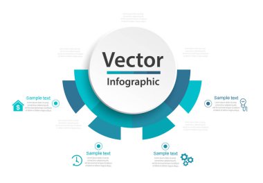 İş için dört adımlı modern vektör bilgi şablonu. İş akışı düzeni, diyagram, yıllık rapor, web tasarımı için kullanılabilir 