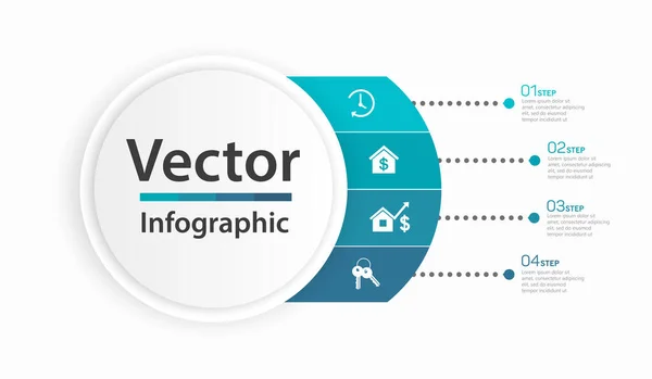 Geschäftsinfografische Vektor Design Vorlage Mit Symbolen Und Optionen Oder Schritten — Stockvektor