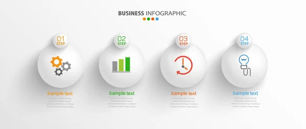 Plantilla Diseño Infografía Negocio Vectorial Con Iconos Opciones Pasos Puede — Vector de stock