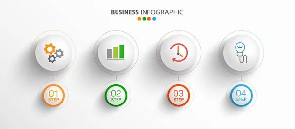 Plantilla Diseño Infografía Negocio Vectorial Con Iconos Opciones Pasos Puede — Archivo Imágenes Vectoriales