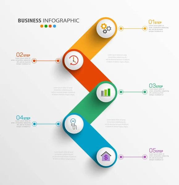 Modèle Moderne Conception Infographique Entreprise Avec Options Pièces Étapes Processus — Image vectorielle