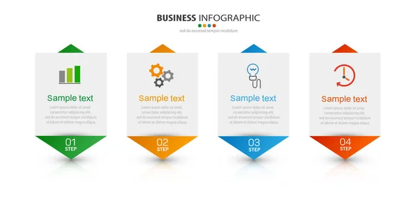 Modelo Design Infográfico Negócios Vetorial Com Ícones Opções Passos Pode — Vetor de Stock